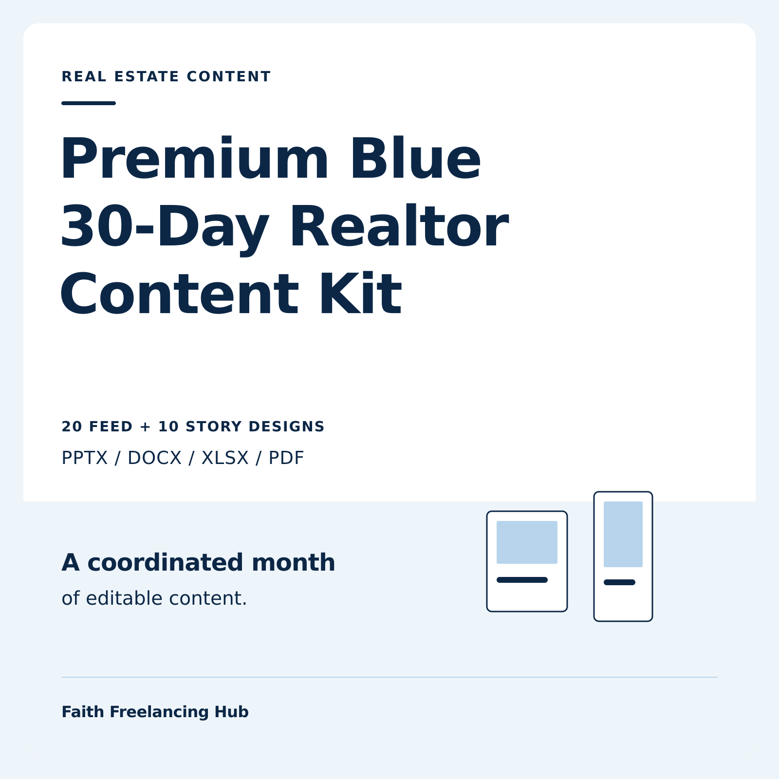 Premium Blue realtor content collection with feed and Story templates